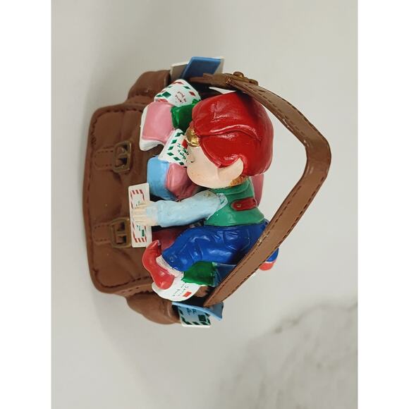 Enesco ELF Asleep in Santa Mail's Bag Ornament 3" Christmas 1992 Holidays Vtg - Picture 10 of 15